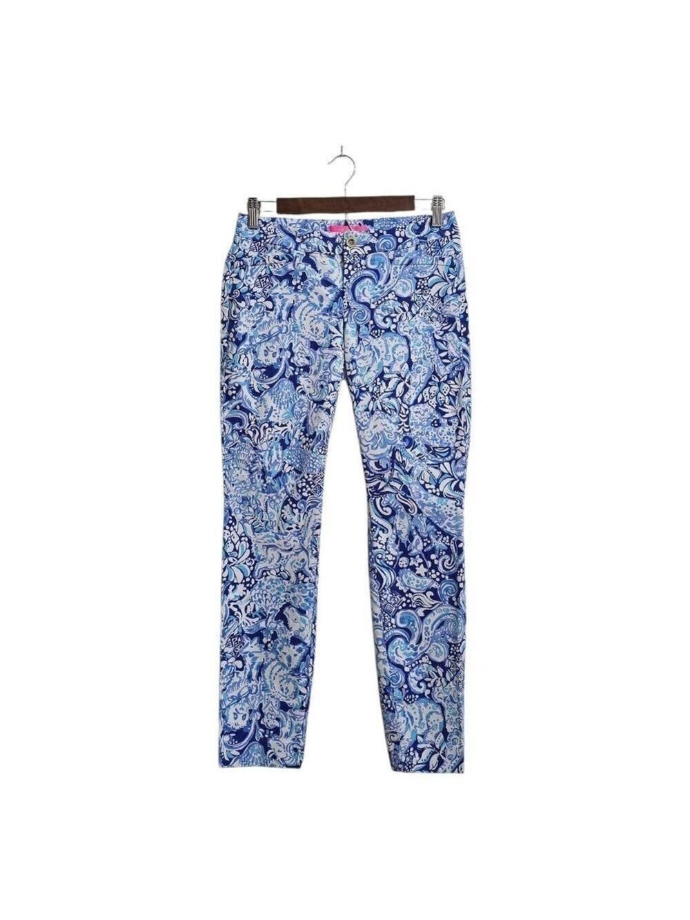 Lilly Pulitzer Kelly Stretch Skinny Ankle Pants In Royal Purple Sz 2